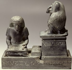 Lo scriba reale Nebmertuf che scrive sotto la protezione del dio della luna Thoth